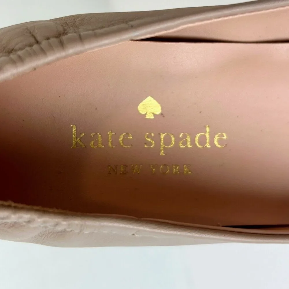 Kate Spade Keaton Ballet Flats Nude Pink Leather Slip on Shoes Neutral Women 8.5